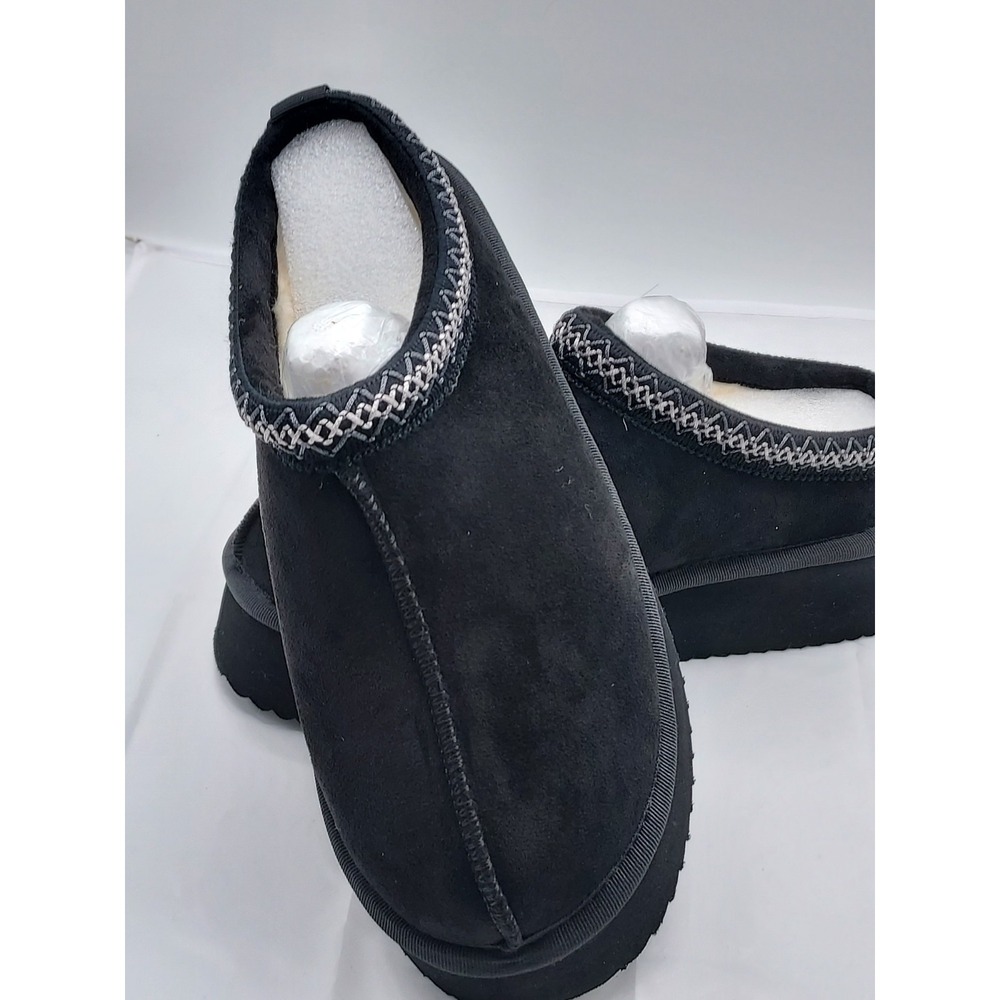 Hey Girl by Corky Pillow Talk Black Platform Slippers Mules Faux Fur Trim 9